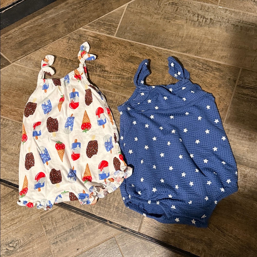 Set of 2 red white and blue rompers